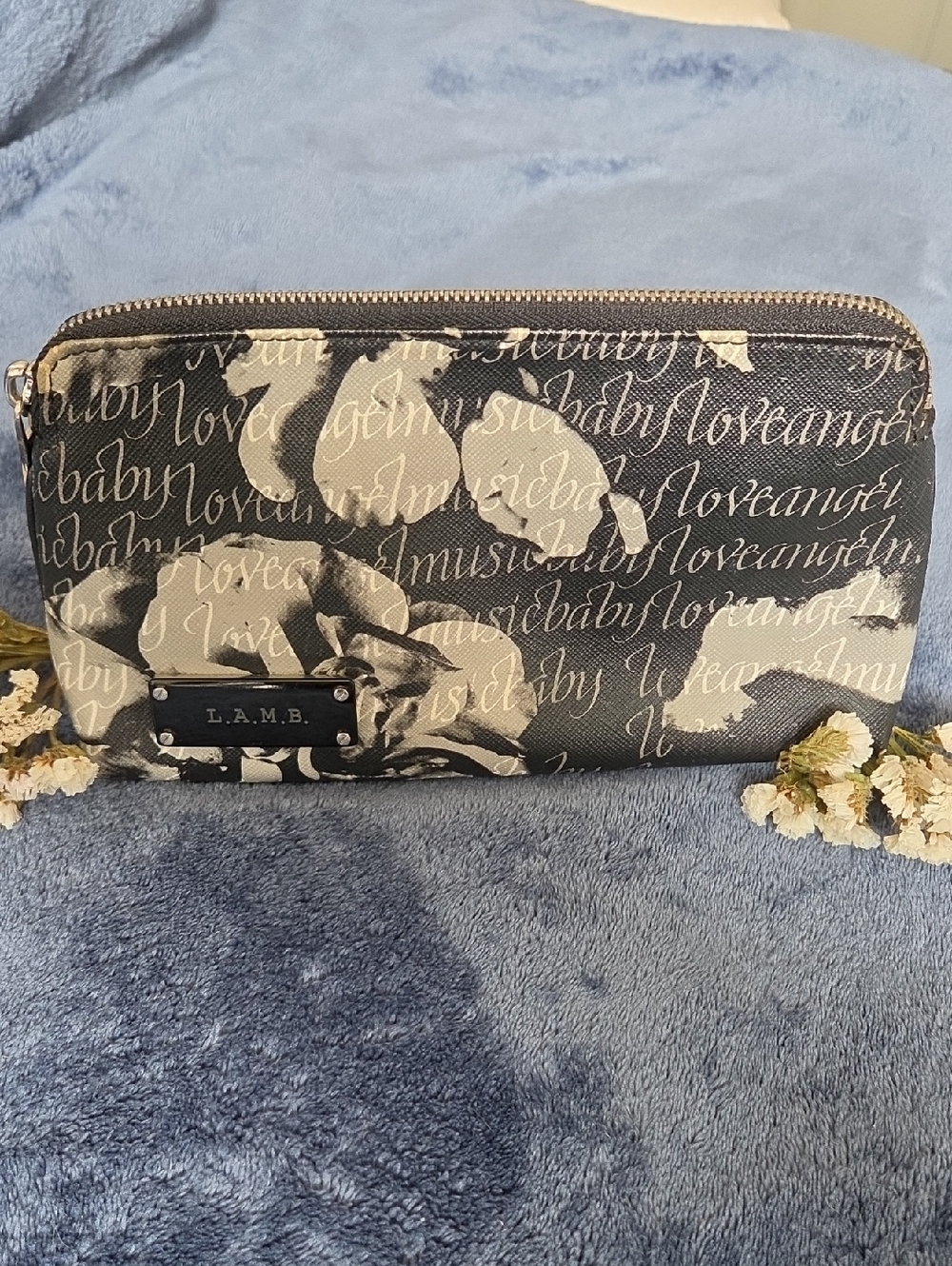 Vintage L.A.M.B. By Gwen Stefani Love Angel Music Baby Caligraphie Clutch.
